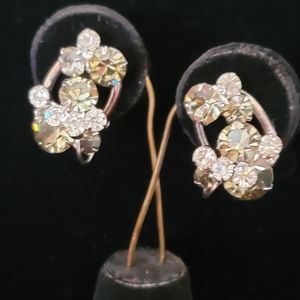 Juliana Black Diamond and White Rhinestone Clip-on Earrings High Quality Layered